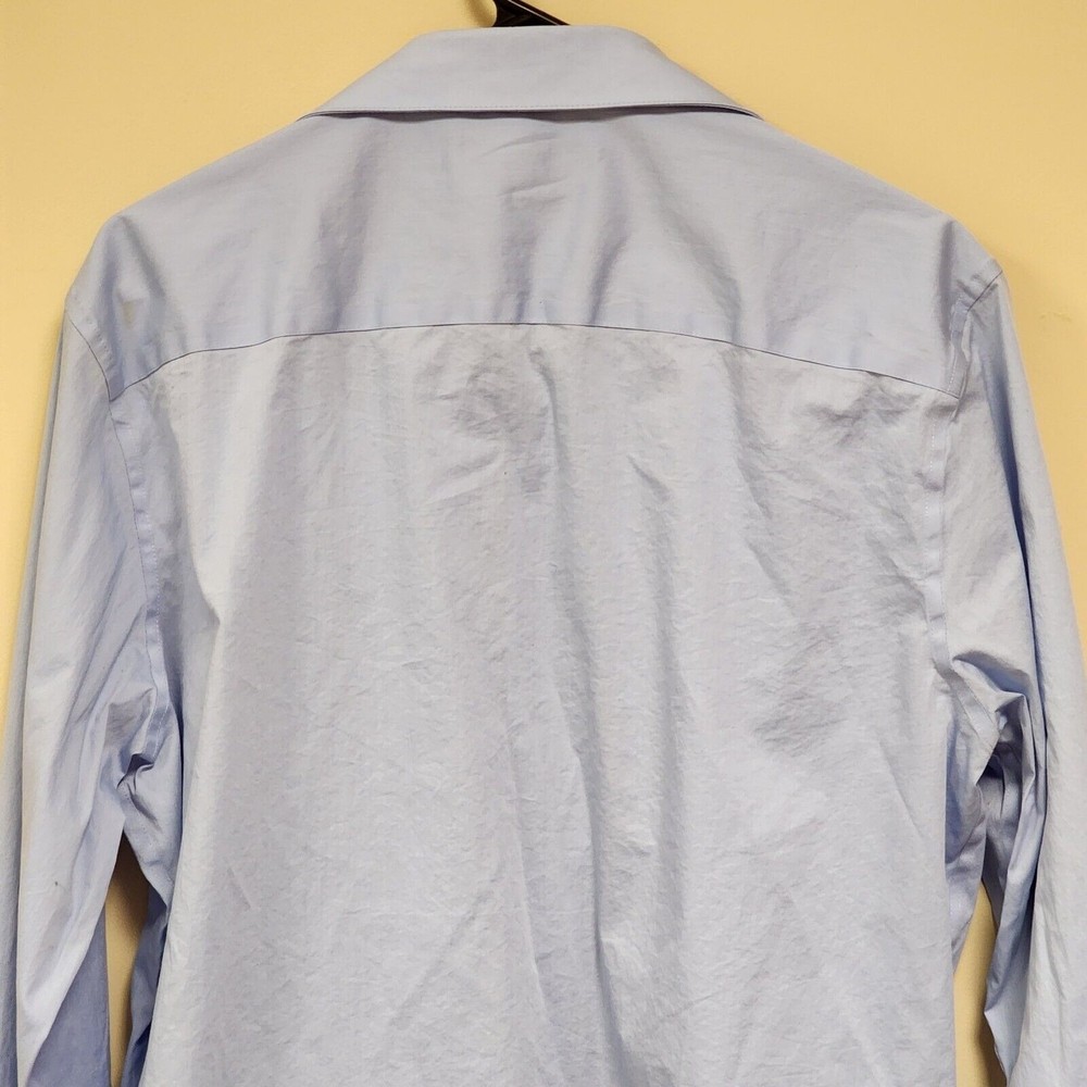 Alfani Shirt Men Large Light Blue Button down Solid Slim Fit Full Sleeve - Picture 2 of 7